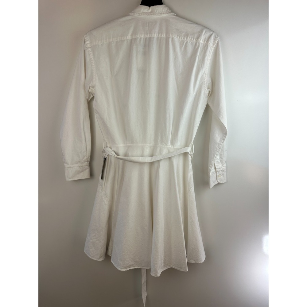 Polo Ralph Lauren Cotton Oxford Shirtdress Belted White Size 8 Old Money Preppy - Picture 7 of 13